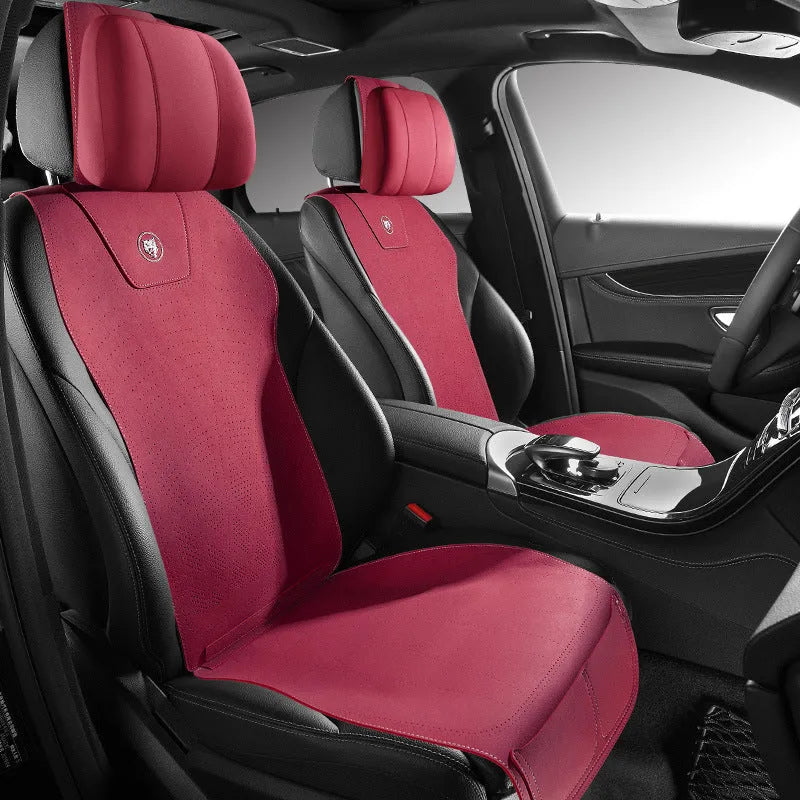 Ultra-thin tailored leather car seat cover with gradient hole pattern in Hermes orange colour