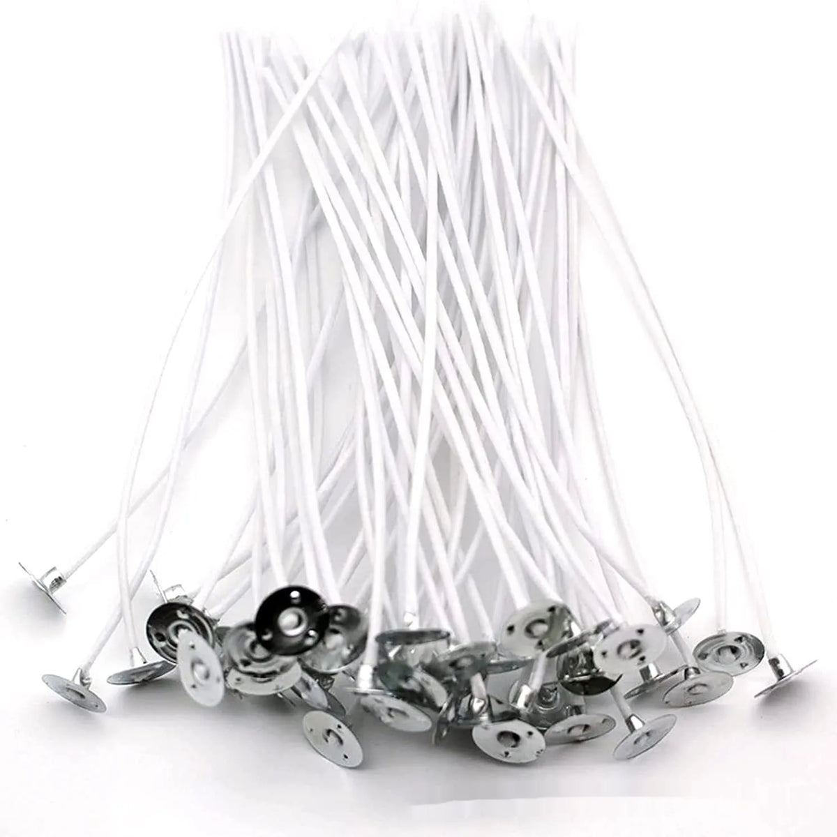 White cotton candle wicks in three lengths for DIY candle making projects