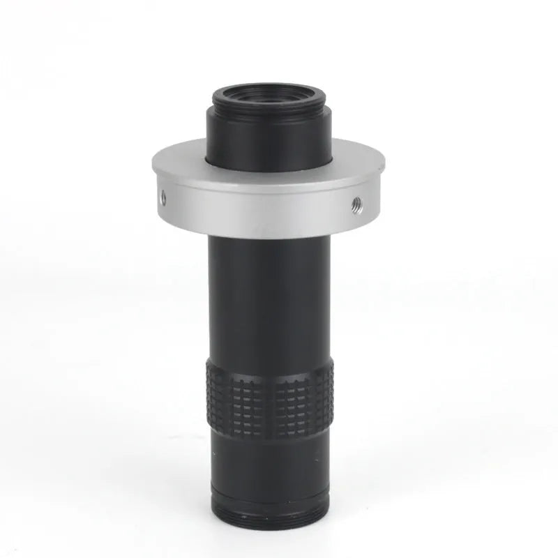 Black industrial camera monocular lens with 0.1-1.3X magnification for inspection systems