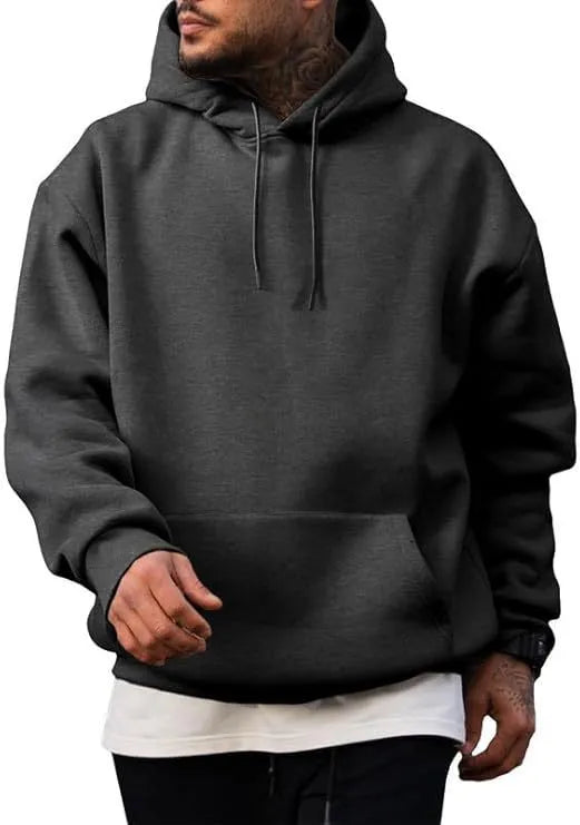 Polyester pullover hoodie with long sleeves available in eight colour options including black and navy blue for spring and autumn casual wear