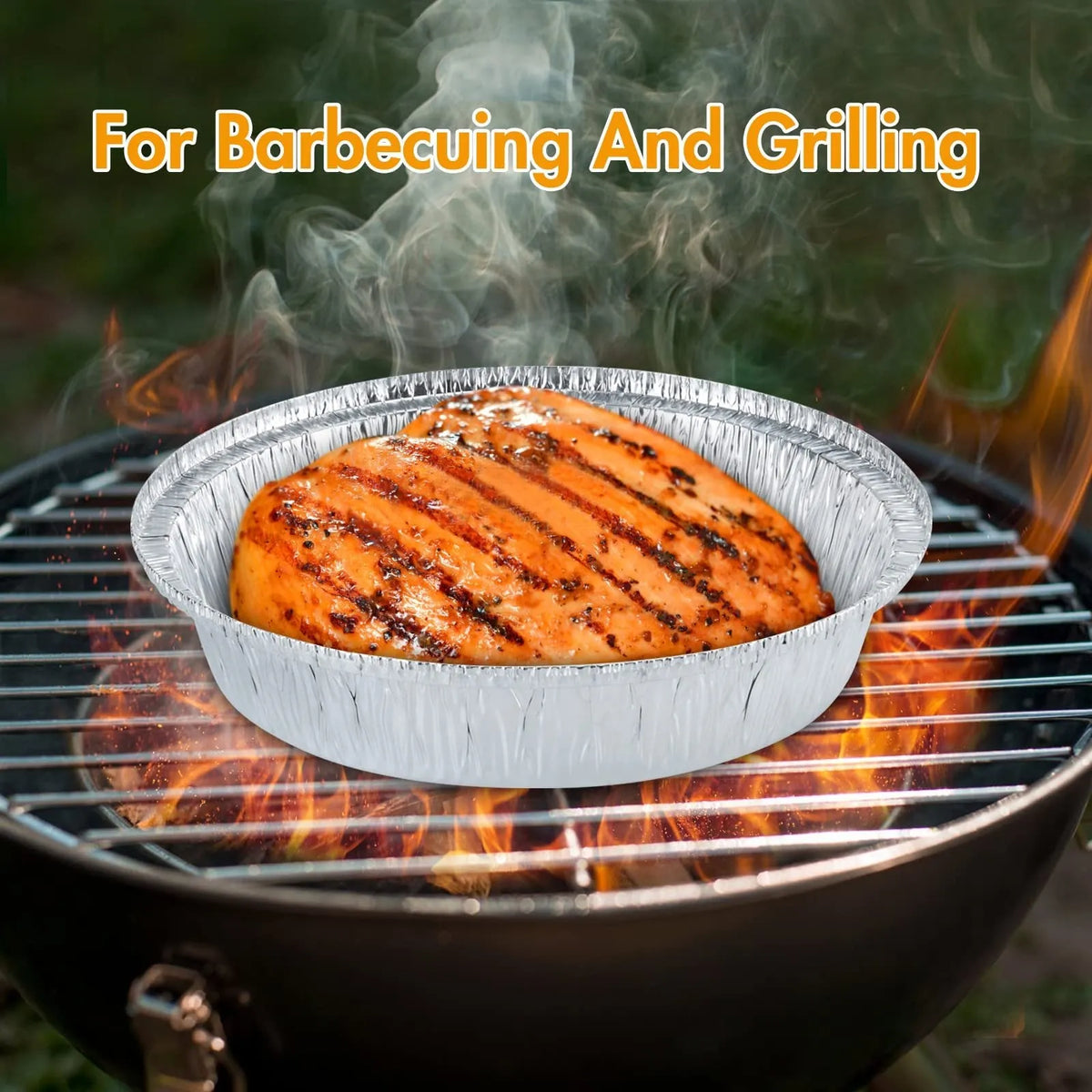 Round aluminium foil air fryer liner with 4 cm deep edge, non-stick and oil-proof, available in 14.5 cm to 23 cm diameters
