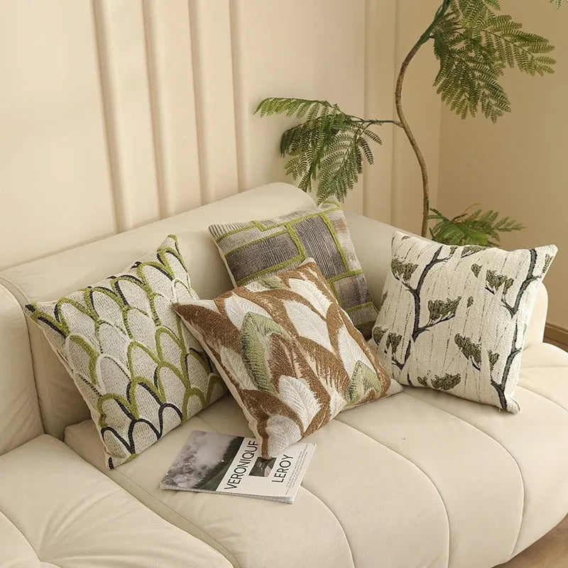 Yarn-dyed Jacquard cushion cover with detailed floral pattern in a 45x45cm square size.
