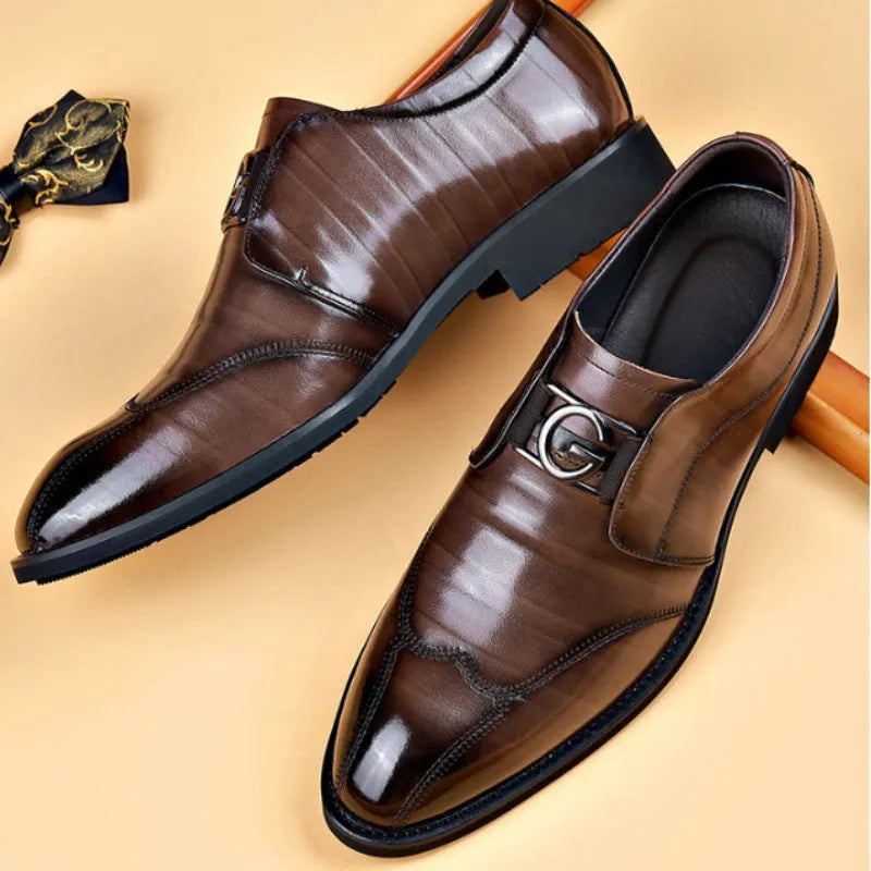 Men's casual lace-up shoes in black and brown, sizes 38-48, side view
