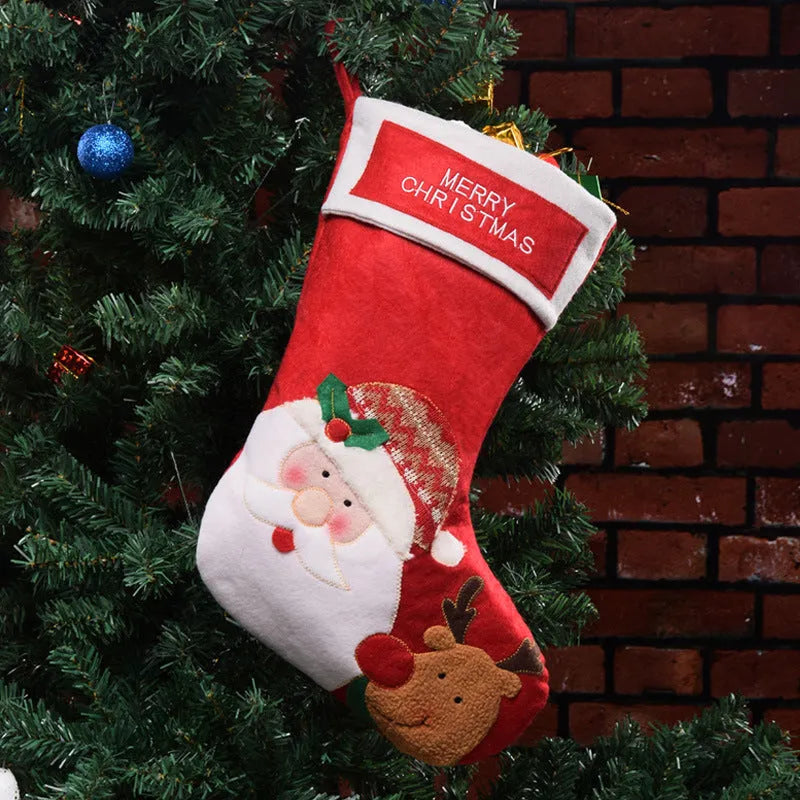 American-style Christmas sock pendant made from non-woven fabric with elk, old man, or snowman decorative designs