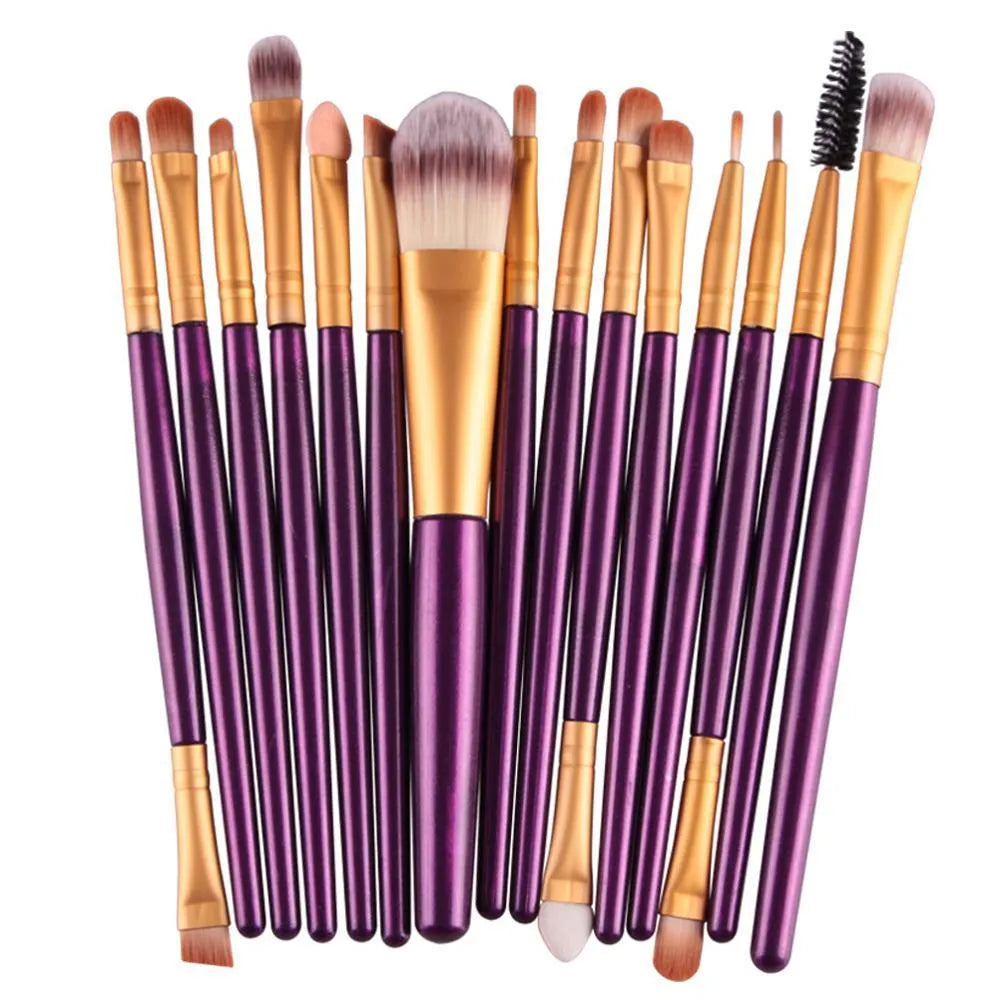 MAANGE 18 piece makeup brush set with fan-shaped cosmetic brushes displayed