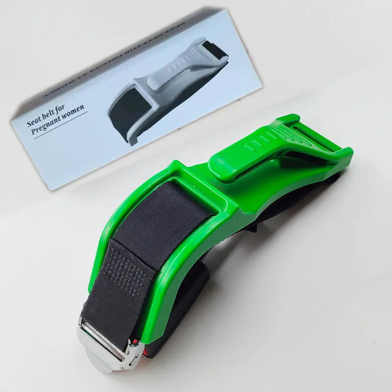 Black ABS polyester pregnancy seat belt adjuster with metal safety buckle