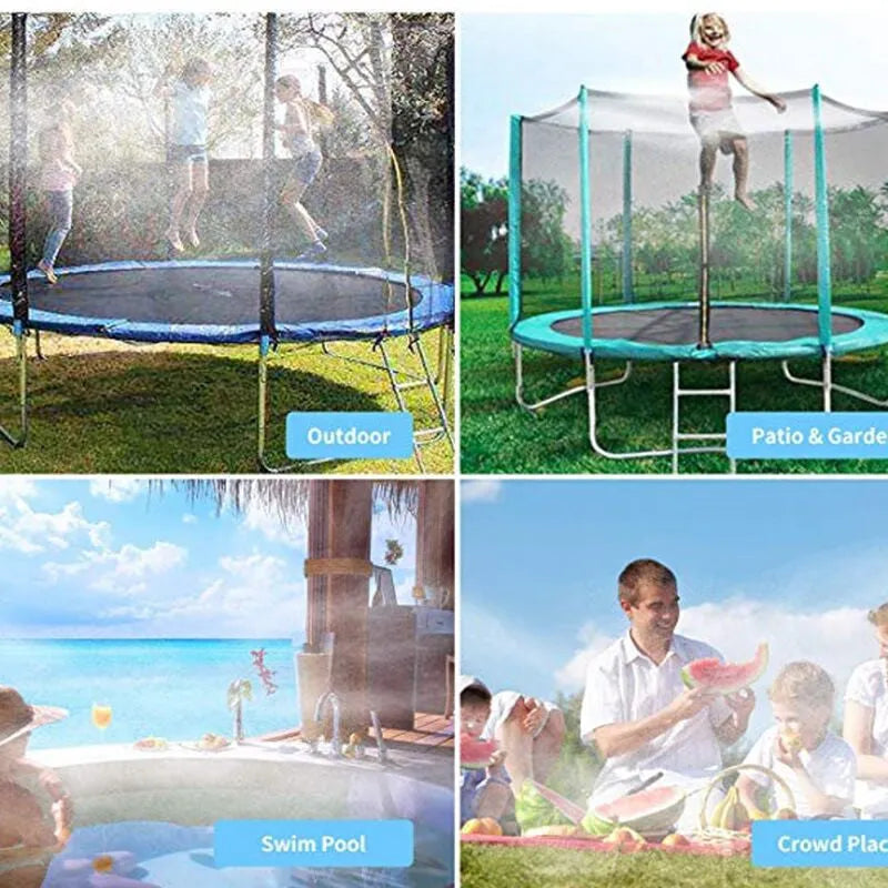 Portable blue garden sprinkler with solar water cooling feature and PVC switch for outdoor watering