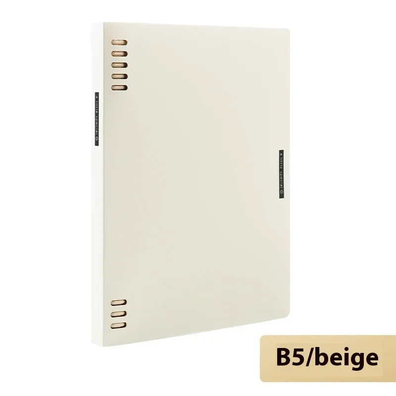Refillable A5 and B5 spiral notebook with PP cover, shown in pastel cookie blue and plaid impression designs with loose-leaf paper.