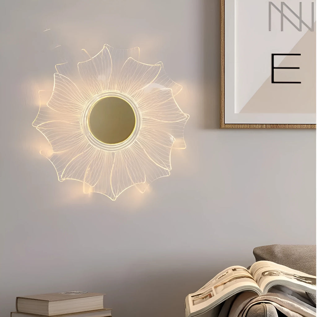 Petal acrylic LED wall lamp, 175mm, windmill light colour, trichromatic dimming, 220V home wall light.