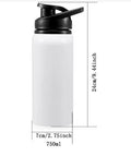 White aluminium sports water bottle for cycling with 600ml or 750ml capacity options
