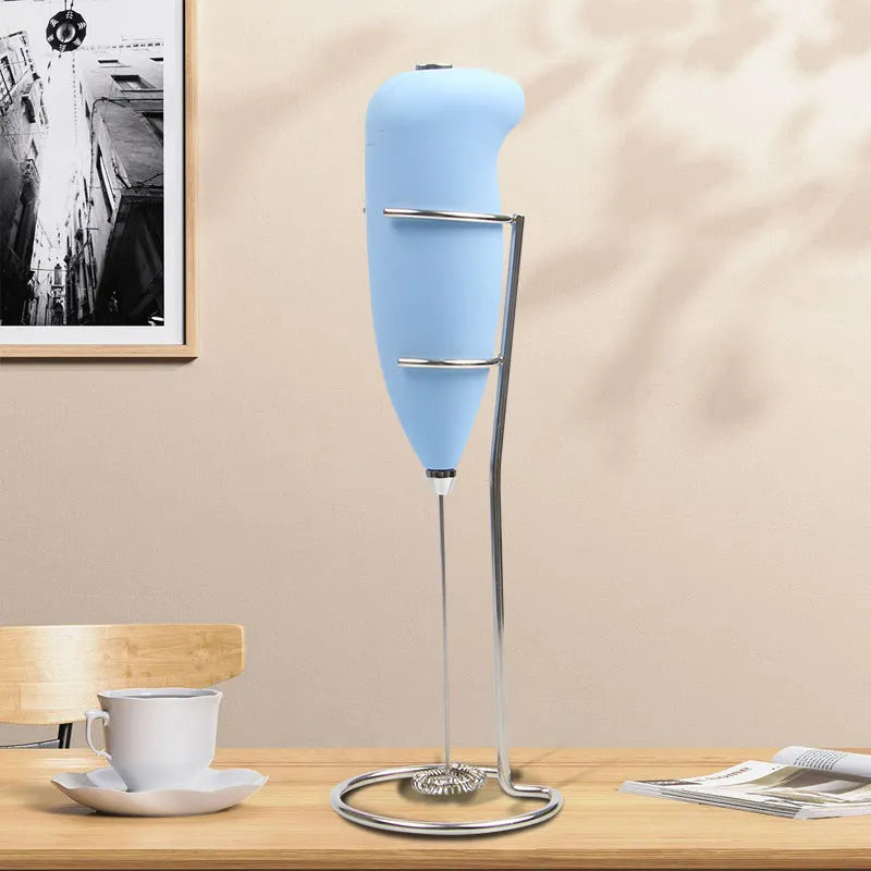 Mini electric milk frother, plastic handheld whisk, 5x3x21cm, in green blue pink black or white