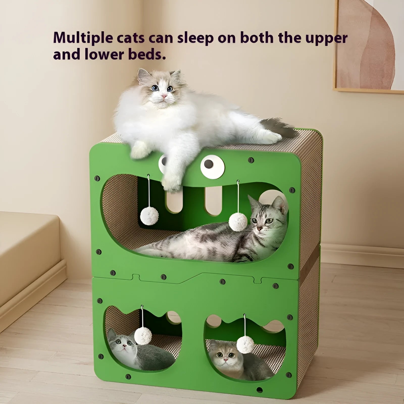 Double-layer cat scratching board nest in owl design with wear-resistant surface