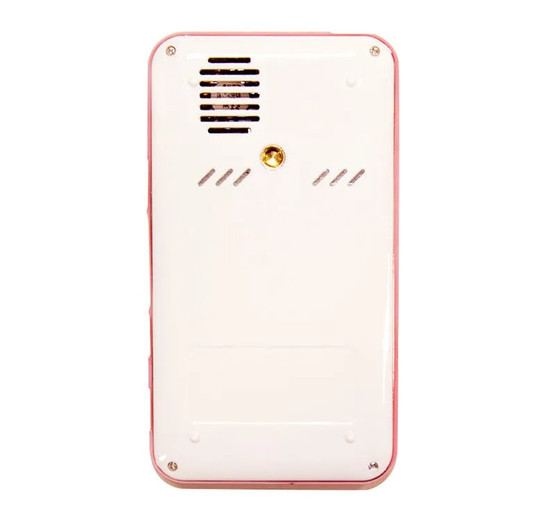 M6S miniature portable Android DLP projector in white rose gold, showing compact 145mm size