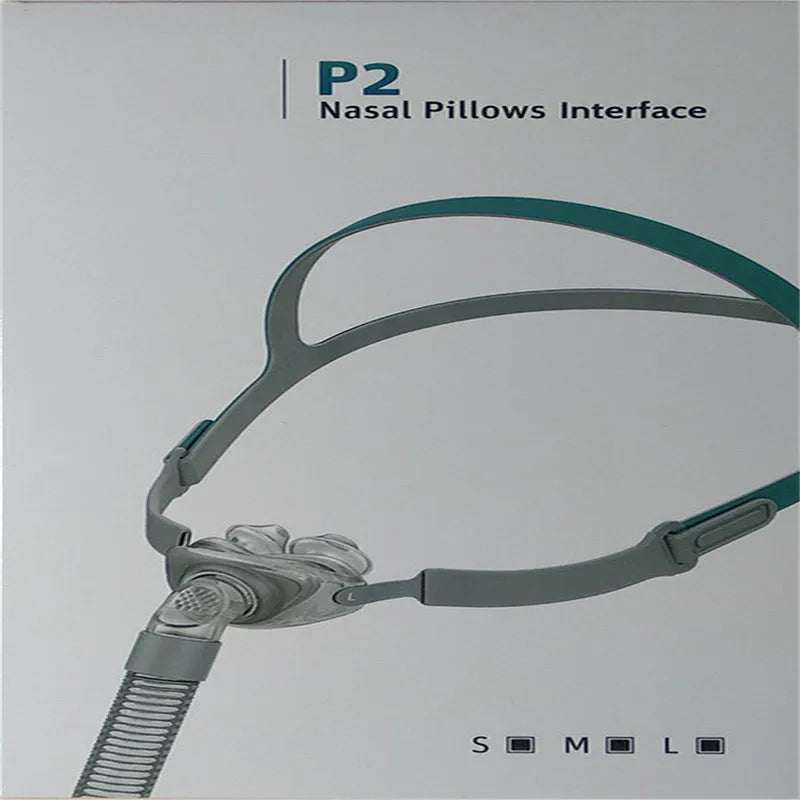 Ventilator nasal pillow mask set with plastic nasal plug, silicone cushion, and headband components