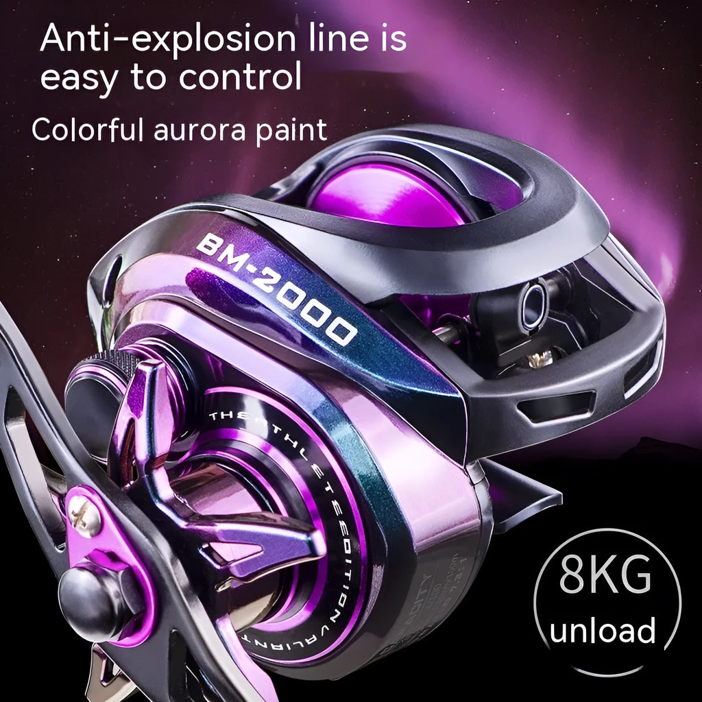 BM2000 fishing wheel with magnetic brake system and water drop design in left and right-hand retrieve versions
