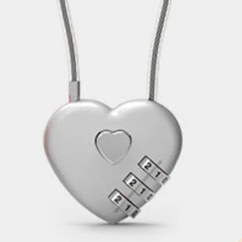 Peach heart-shaped wire rope lock in six colours with adjustable steel securing rope for bicycle helmets