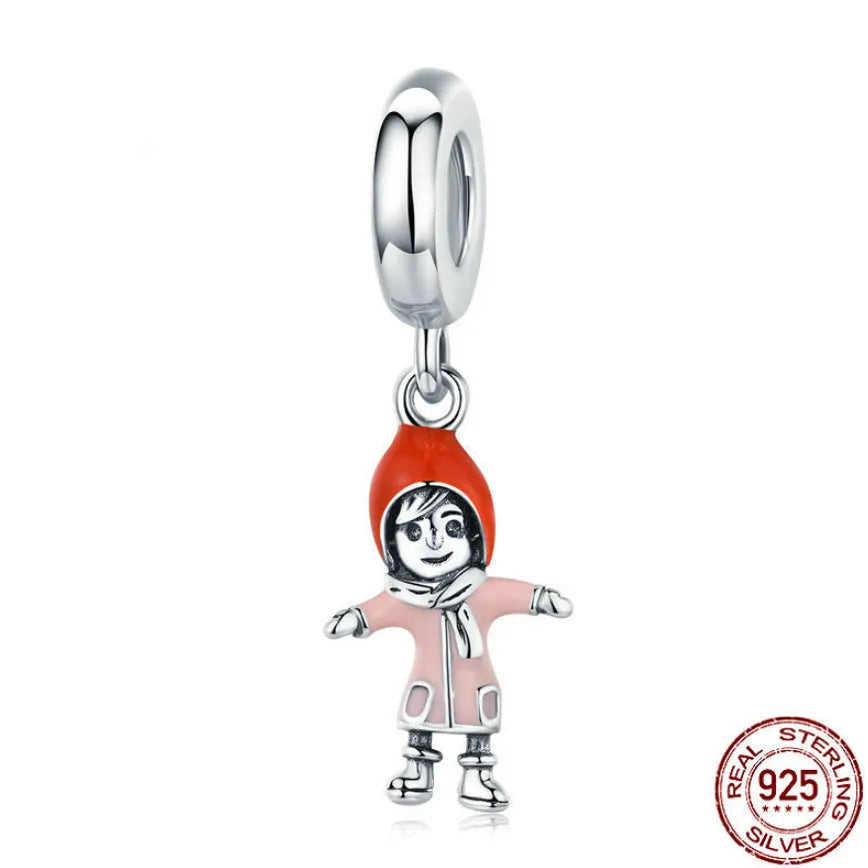 925 sterling silver pendant bead in Ski Boy electroplated colour design