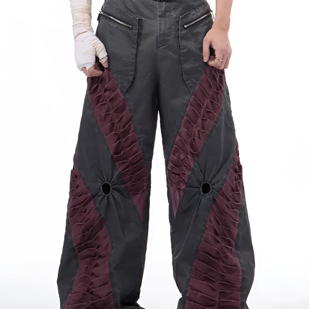Retro three-dimensional keel casual trousers in viscose rayon fabric with straight hem design
