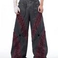 Retro three-dimensional keel casual trousers in viscose rayon fabric with straight hem design