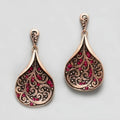 Gold retro ethnic minority fashion earrings with geometric shape and petal elements for women