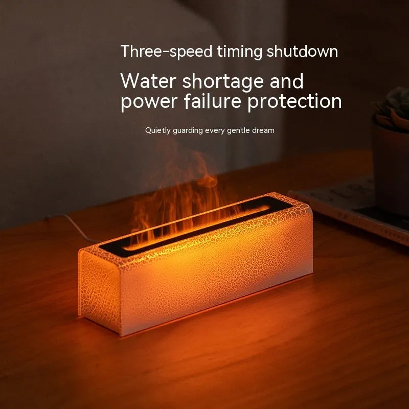 Square desktop humidifier diffuser with lava flame colour changing lights in black or white