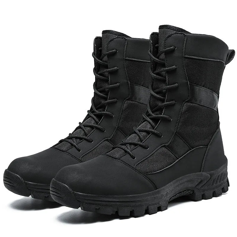 Men's black and camouflage mesh high-top shoes with totem design, sizes 39-45.