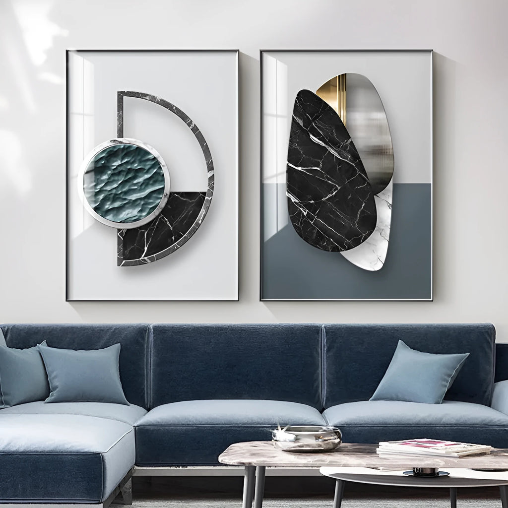 Abstract geometric pattern printed on a canvas painting for wall decoration