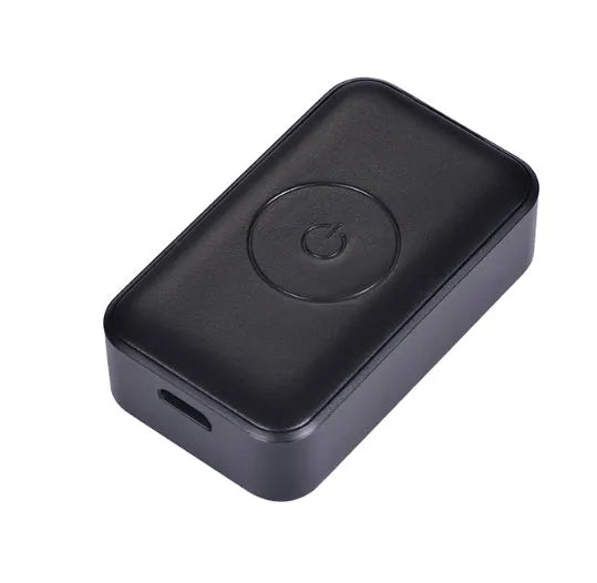 Black GPS pet tracker with ABS casing and USB charging port