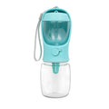Portable dual-use dog water cup in plastic with split grain design, shown in blue colour
