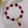 Handmade Tigereye stone crystal bracelet with double chain and natural Vanves stone colours