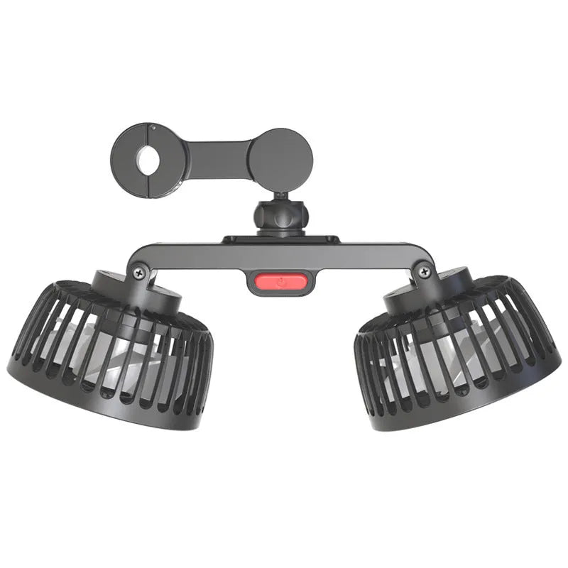 Black Car USB Rear Pillow Single Head Fan with adjustable vents for vehicle cooling