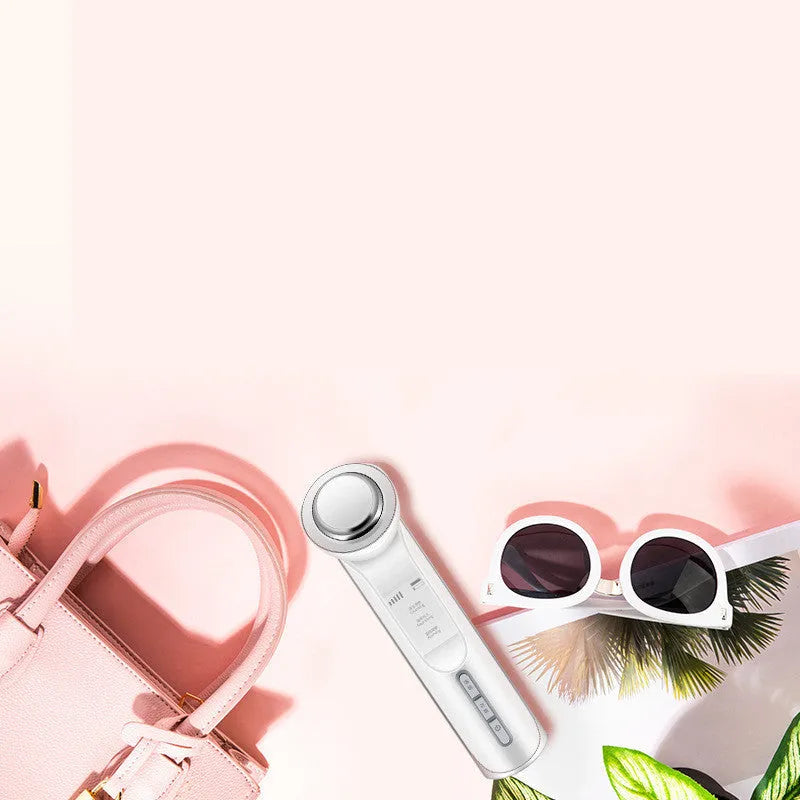 Facial cleansing instrument in pink or white, USB rechargeable, 168x46x45mm, 120g, with blackhead removal and massage functions.