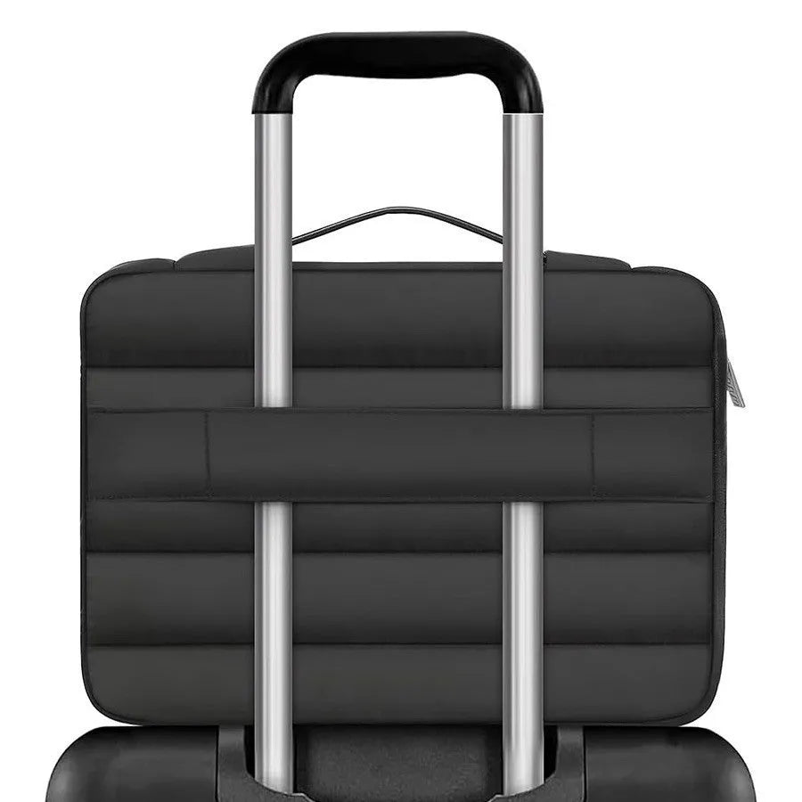 Velvet laptop bag with down shrink storage in black, pink, light brown, or sand for 13.3 or 15.4 inch laptops.