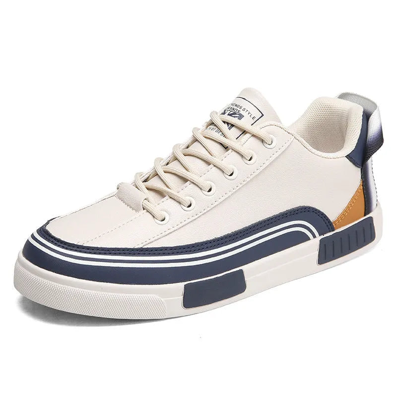 Men's canvas casual shoes with mesh sections in Milan colour pattern showing beige, white and green elements