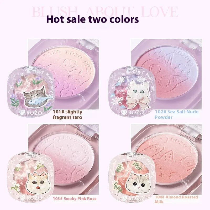 Two-tone gradient matte blusher plate in shades 101 to 104, with optional brush set.