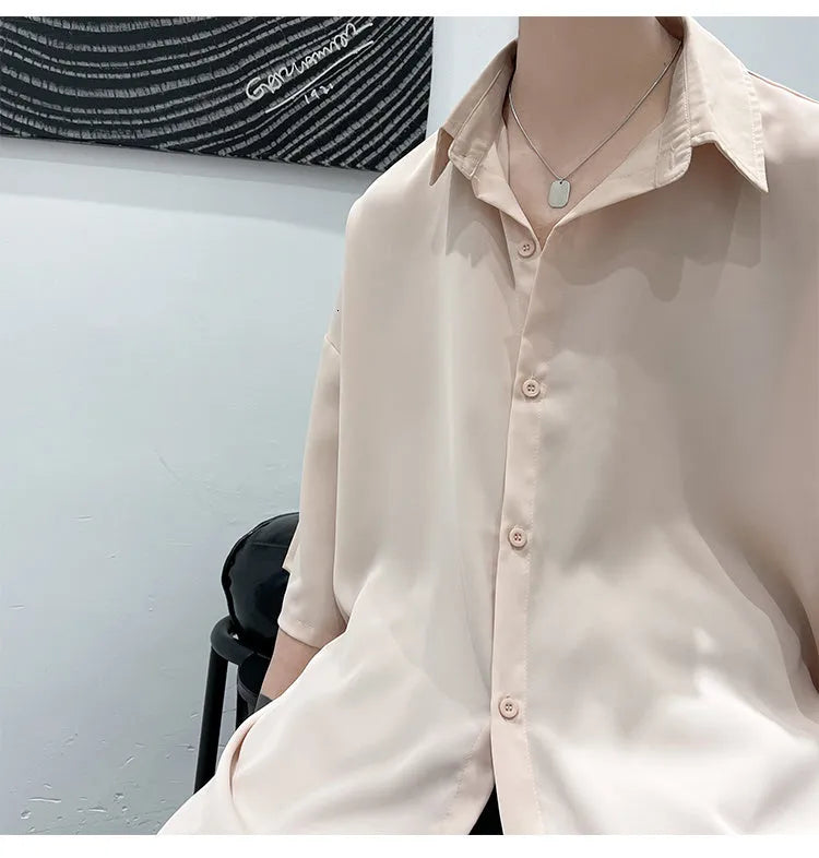 Men's half sleeve solid shirt in white, beige, black, Klein blue, light blue or gray blue, yarn-dyed fabric, sizes M to 3XL