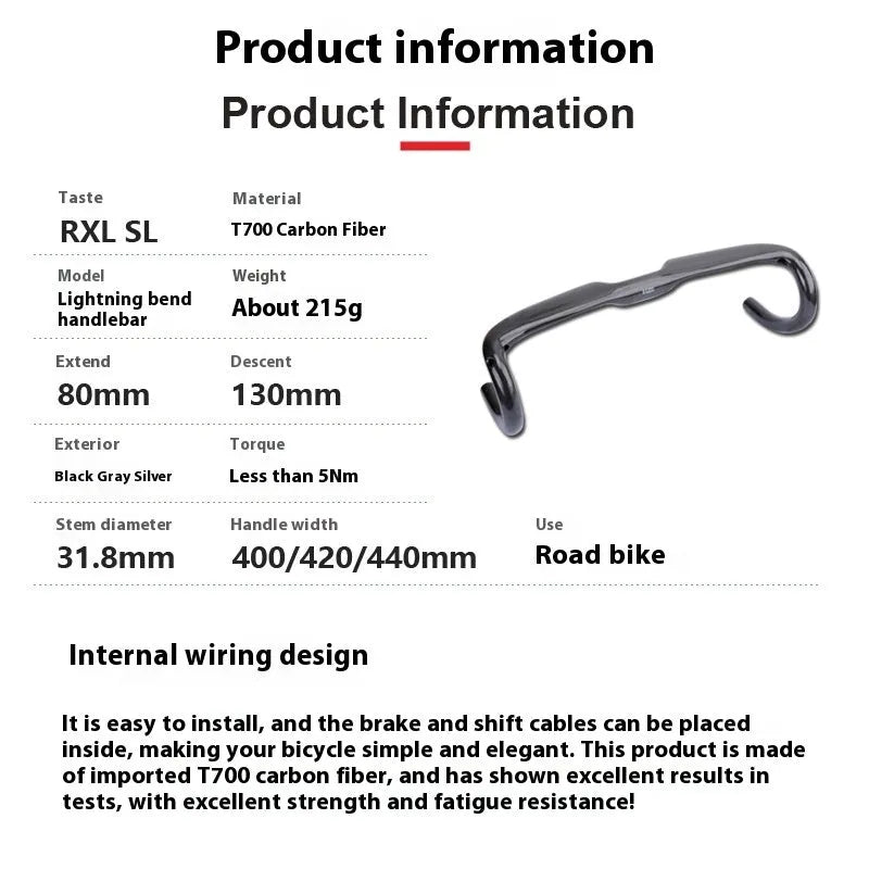 Carbon fibre road bicycle drop handlebar in black grey silver showing UD Matte and Bright finish options