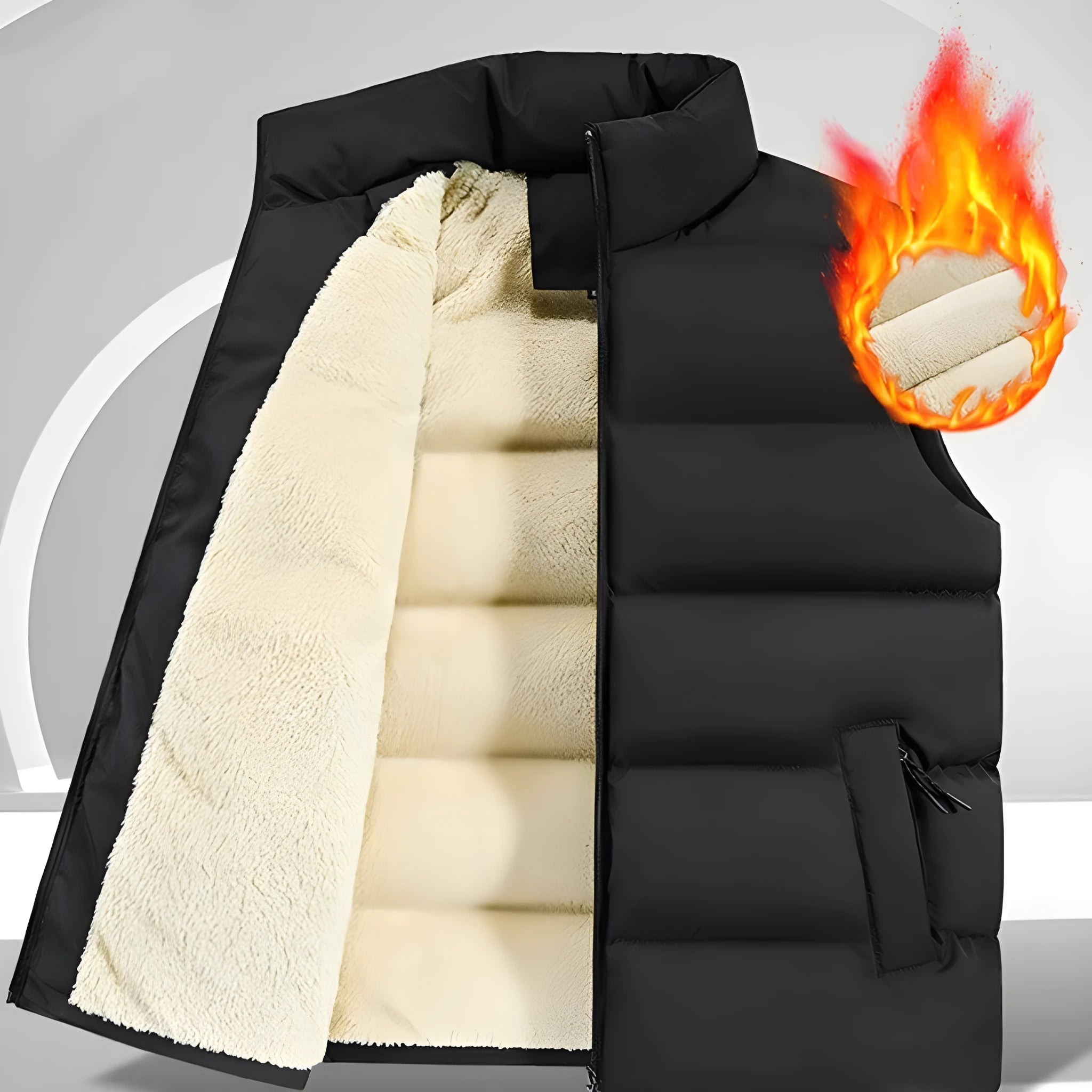 Men's striped lambswool vest in black, dark blue, or red for autumn and winter wear.
