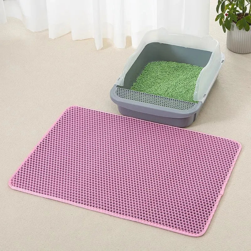 Anti splash EVA double-layer cat litter mat in six colours and four sizes for litter tray and cage use