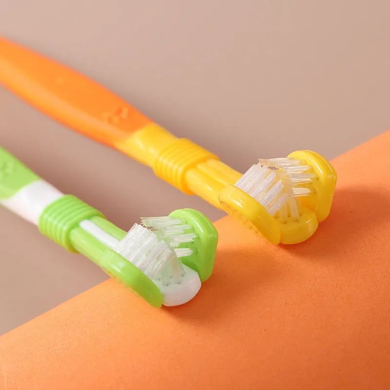 Plastic nylon pet toothbrush for dogs and cats, single sealed-bag pack, six colour options