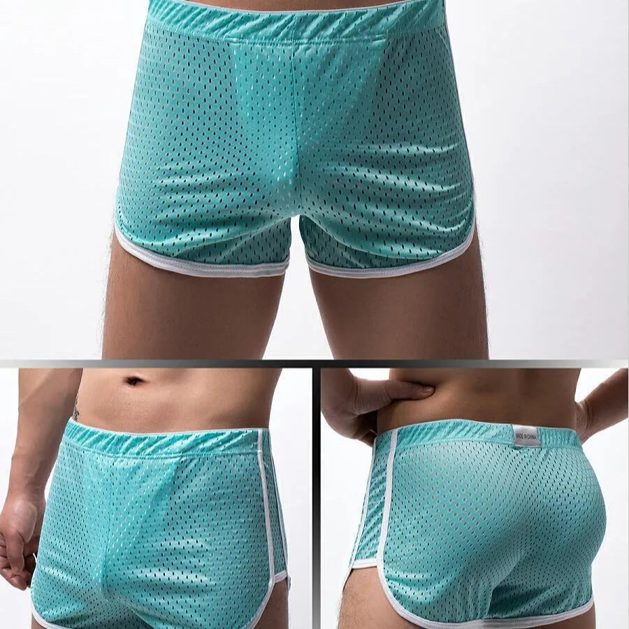 Men's cotton blend boxer shorts in mid-waist design showing breathable knitted fabric