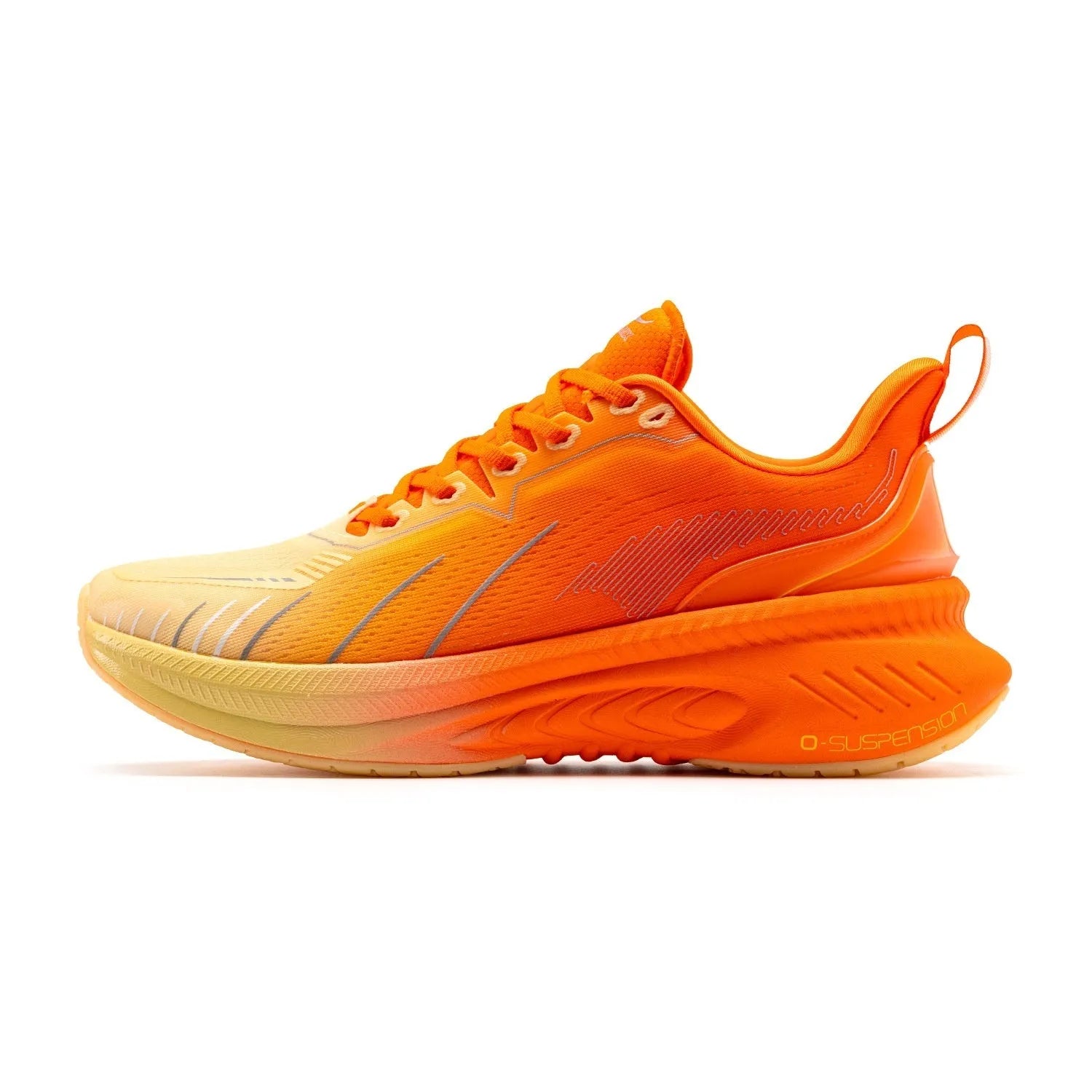 Low-top running sneakers with striped design, available in colours like red, black, and blue, showing rubber sole and mesh upper.