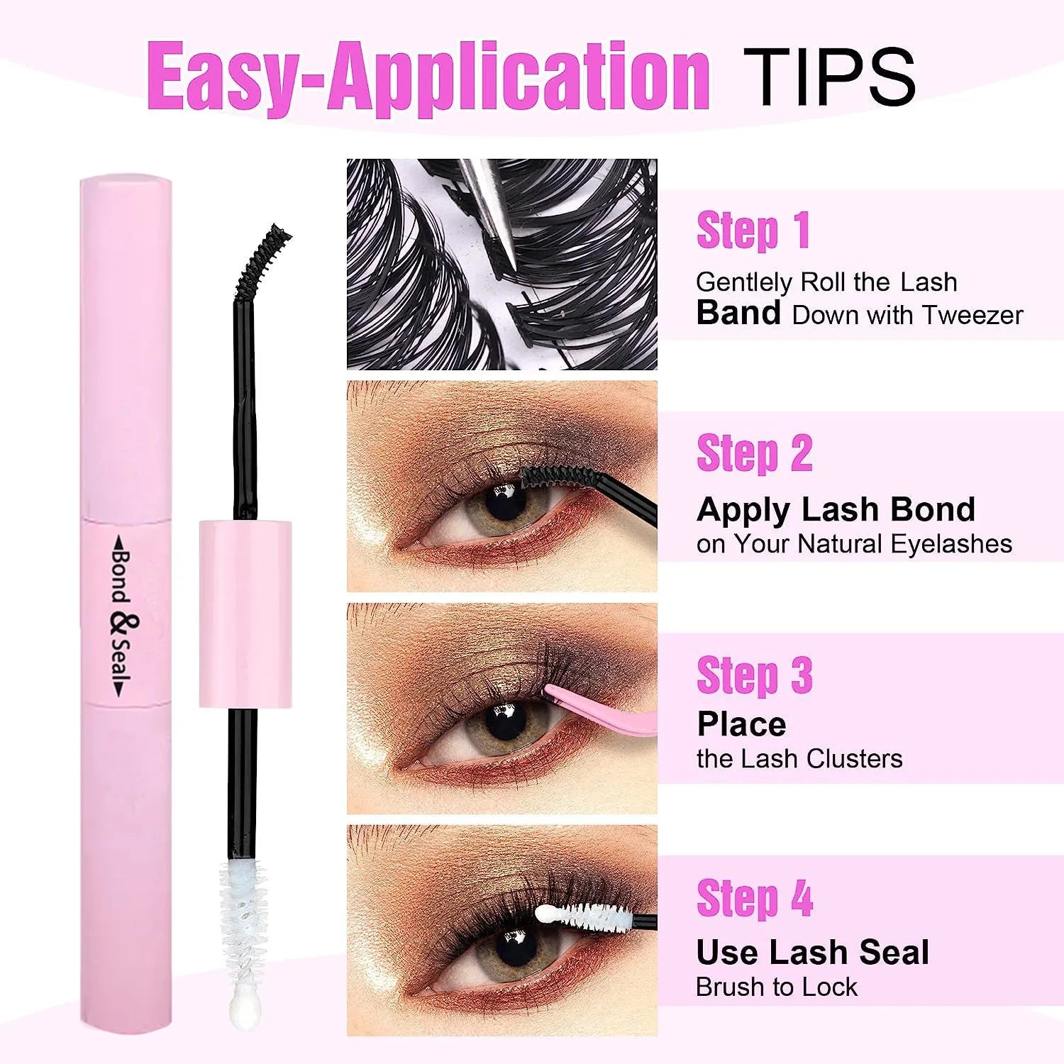 Mixed package of DIY cluster false eyelashes in 30D and 40D densities with application tweezers