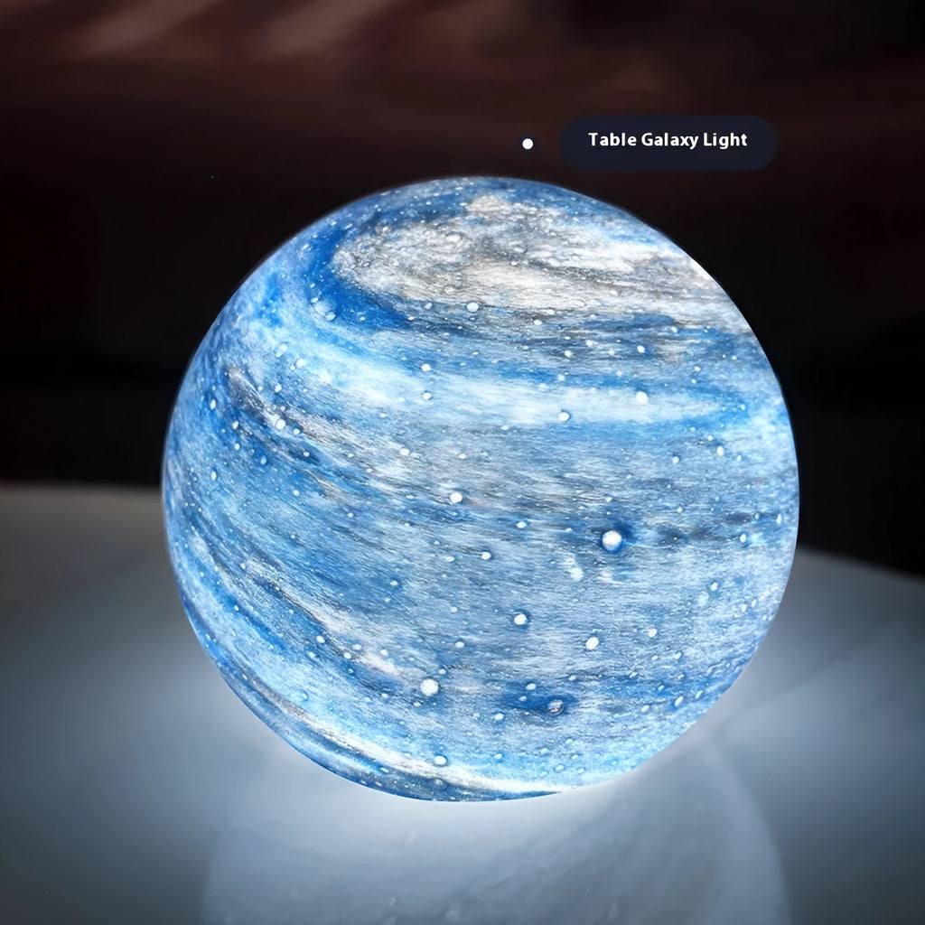 Glass Milky Way starry sky night lamp with planet design, available in 15cm, 20cm and 25cm tricolor light sizes