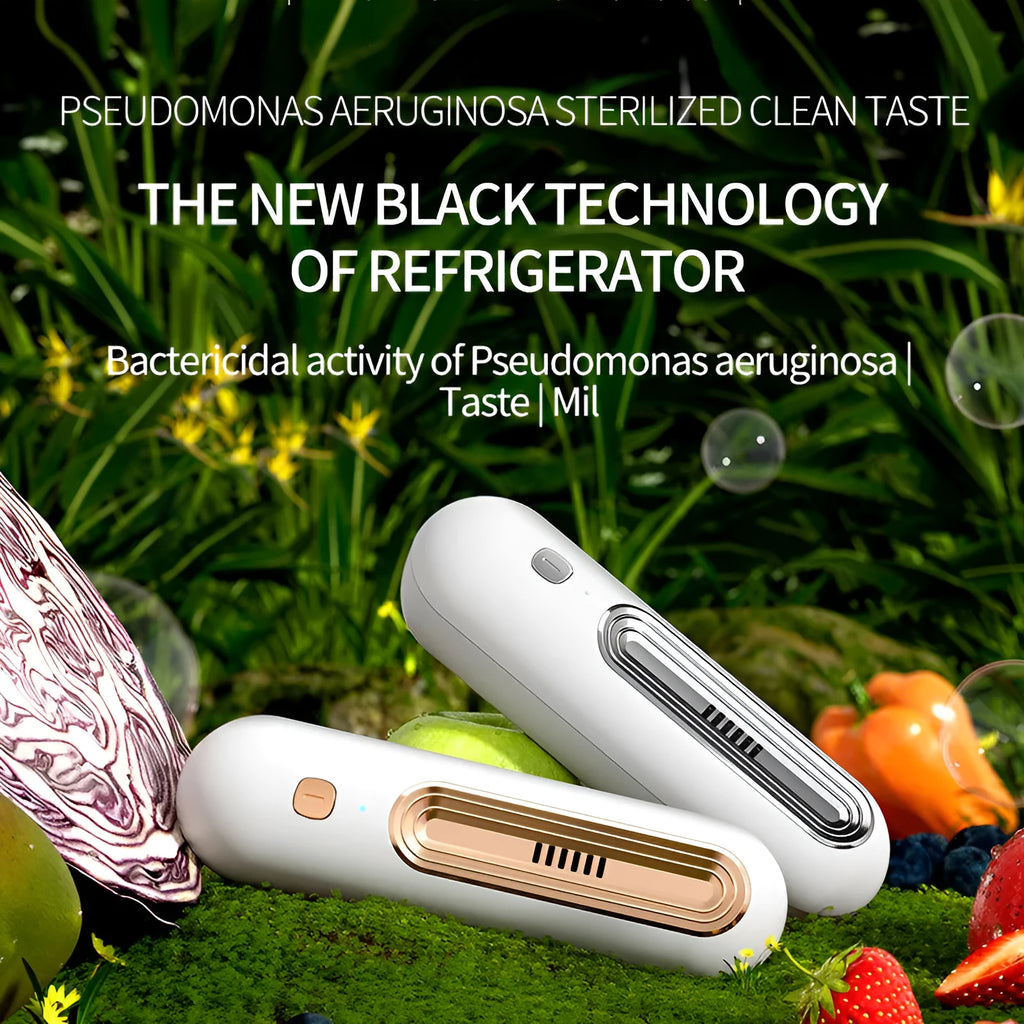USB air purifier and refrigerator deodorizer in gold, silver, or purple, for spaces under 10 sq m.