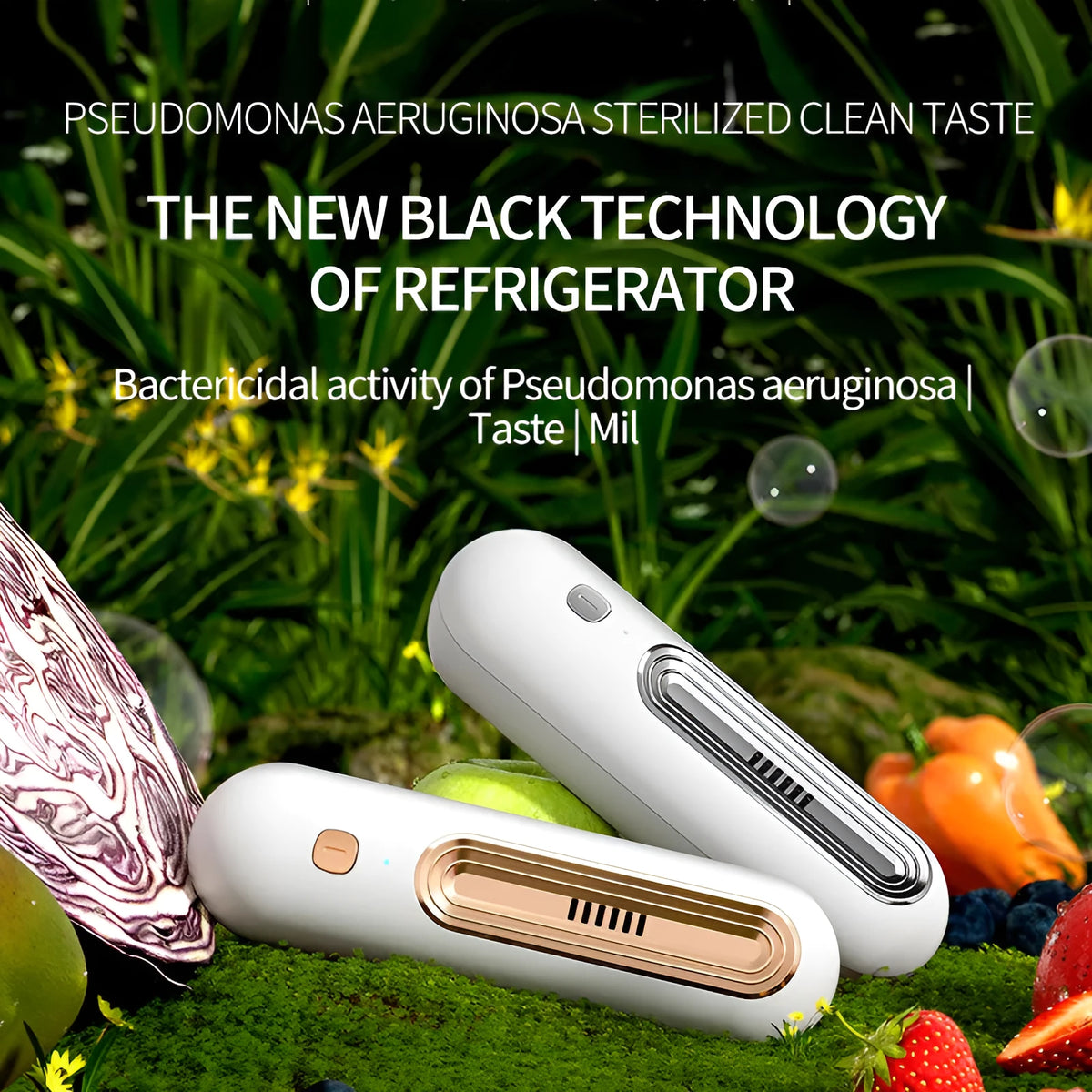 USB air purifier and refrigerator deodorizer in gold, silver, or purple, for spaces under 10 sq m.