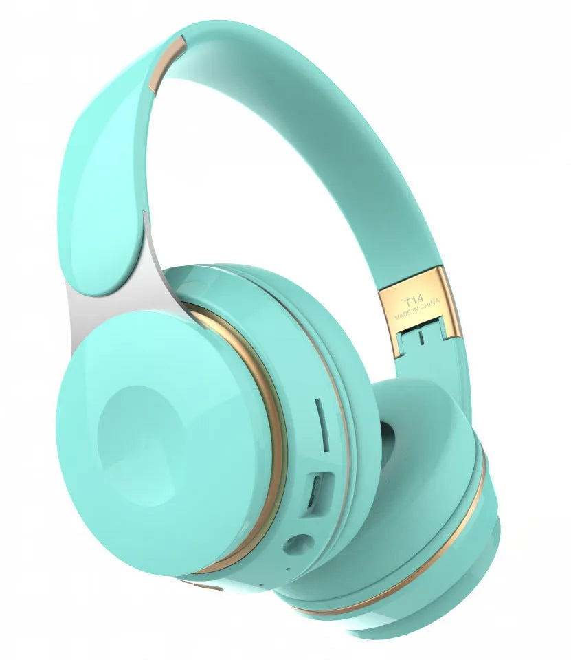 Foldable Bluetooth wireless headset earphone in black, white, green, blue, or pink colours