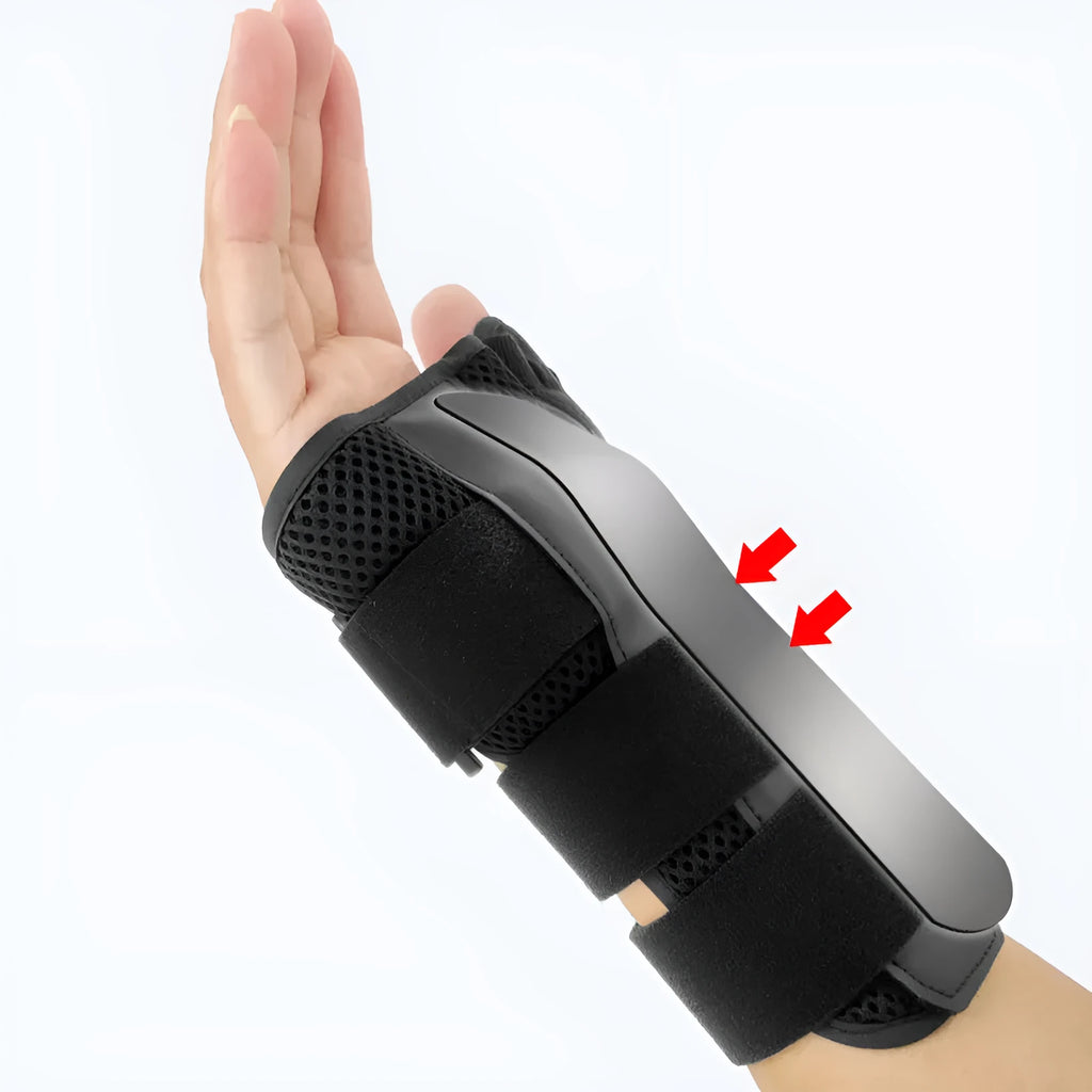Carbon fibre sports wrist guard with thumb strap in black and grey colour options