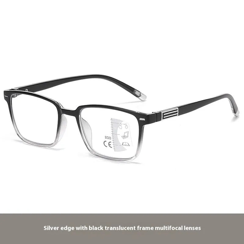 Anti blue light multifocal reading glasses with colour changing lenses in various frame colours