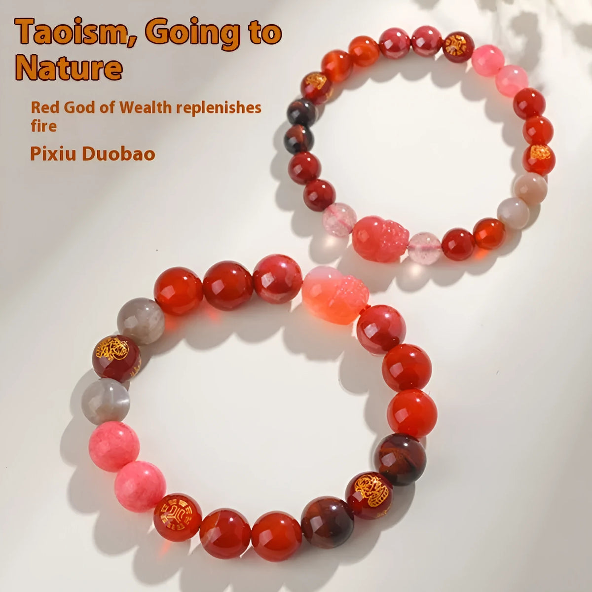 Five elements natural crystal bracelet, handmade geometric unisex design, 8mm and 12mm bead options, gold wood water fire soil colours